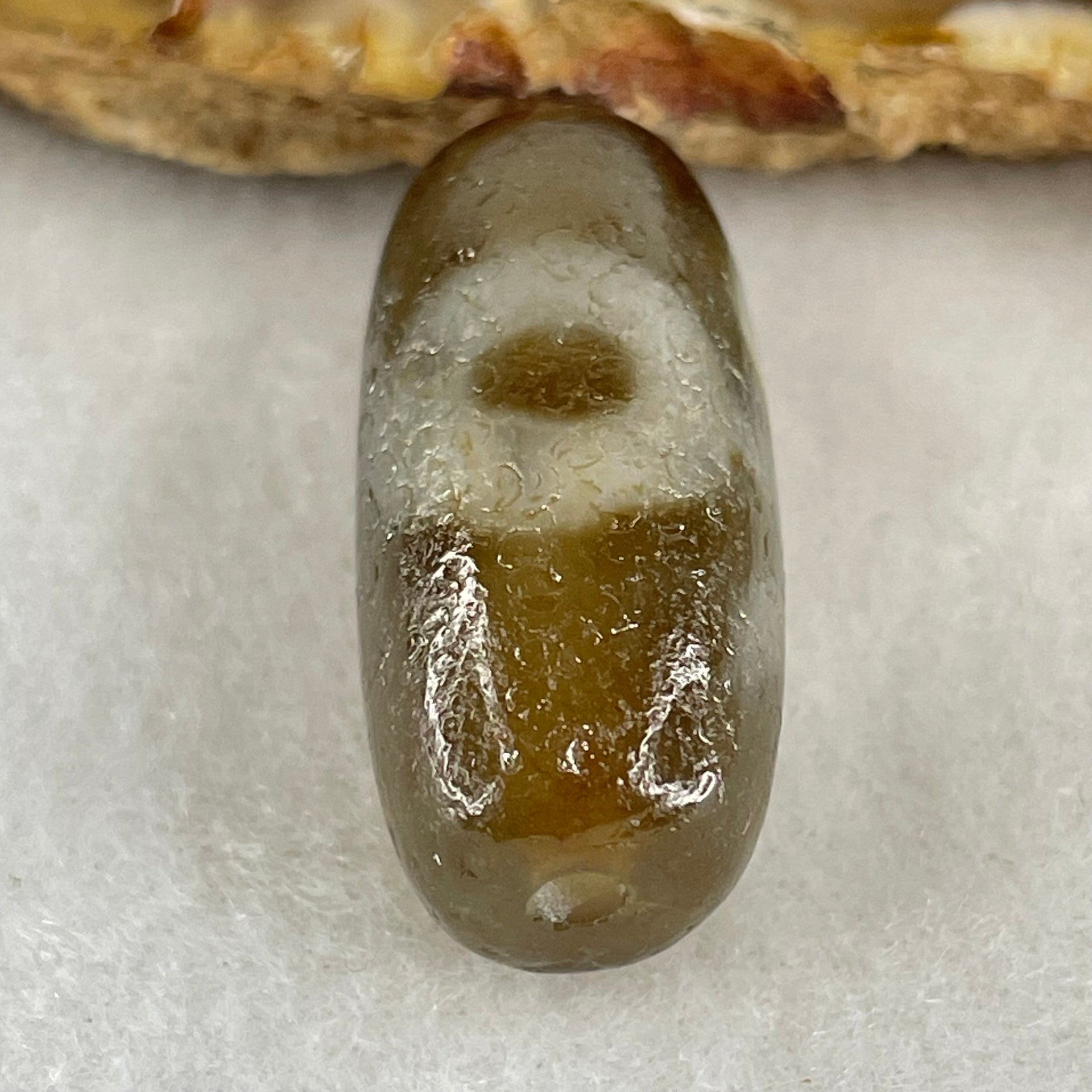 Natural Powerful Tibetan Old Oily Agate Patina Guiren Tairen Human Dzi Bead Totem Amulet Heavenly Master (Tian Zhu) 贵人天诛 7.78g 28.9 by 12.8mm - Huangs Jadeite and Jewelry Pte Ltd