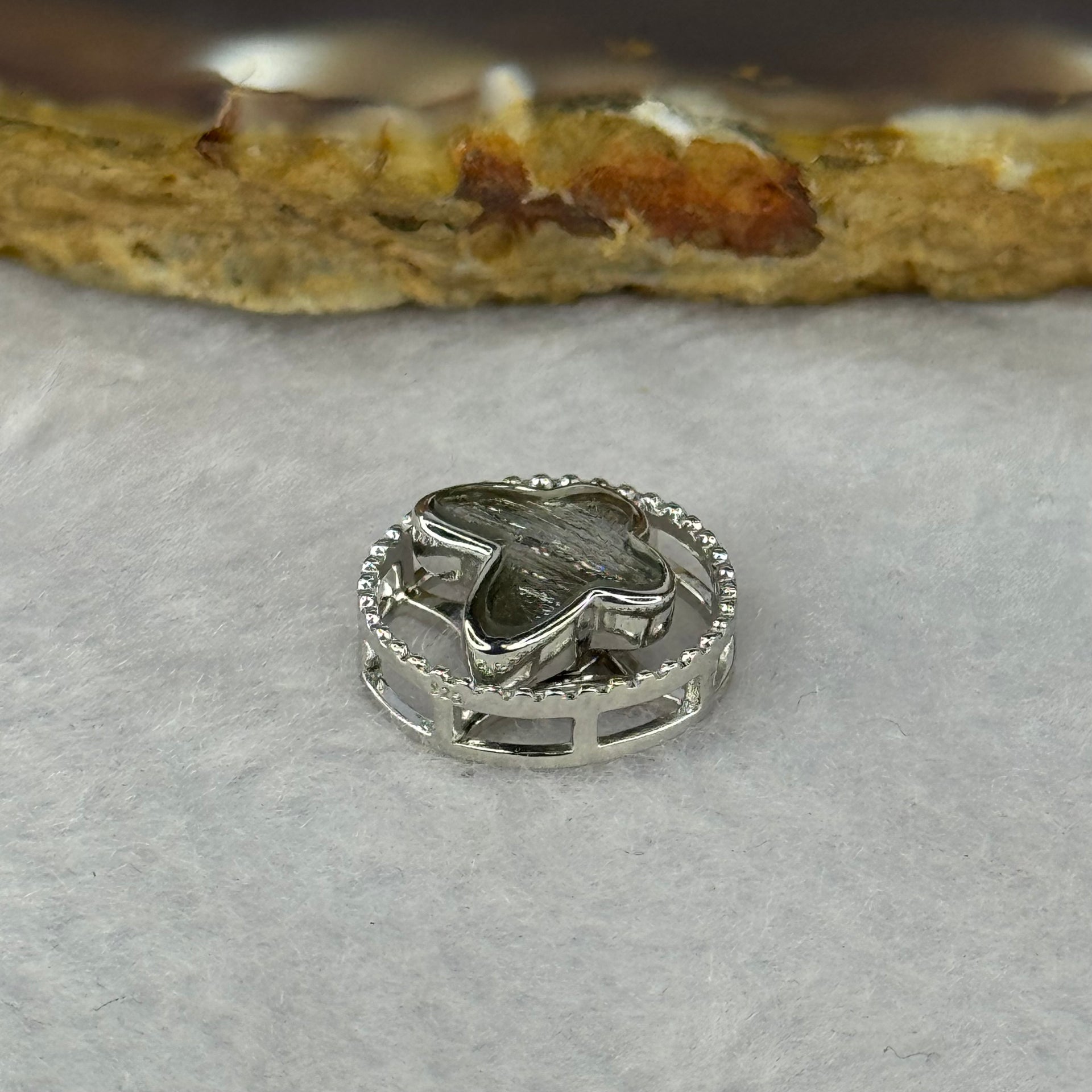 Natural Meteorite Spinning Sliver Butterfly Charm in S925 Silver For Necklace/Bracelet 1.75g 13.2 by 5.8mm - Huangs Jadeite and Jewelry Pte Ltd