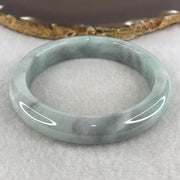 Certified Natural Type A Light Green & Wuji Grey Piao Hua Jadeite Bangle | 58.7mm Inner Diameter (58.04g 11.9x8.4mm | Close to Perfect Grade | Yin-Yang Balance & Grounding Shield) - Huangs Jadeite and Jewelry Pte Ltd