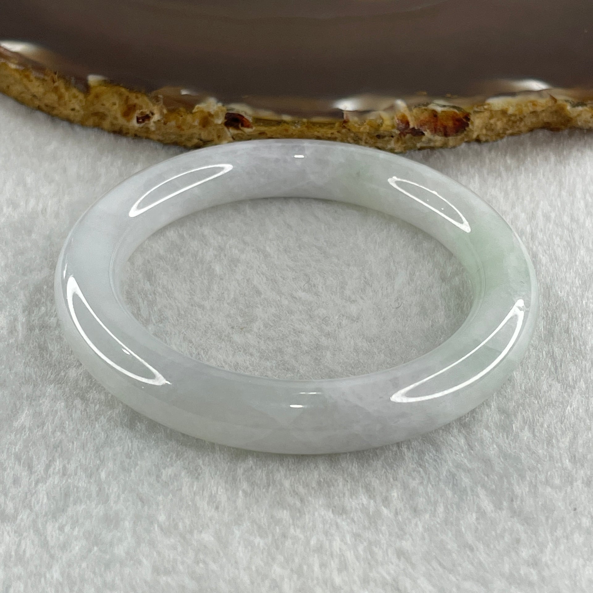 Type A Natural Jelly White to Faint Lavender Faint Green Jadeite Bangle 42.59g Inner Diameter 50.6mm 9.4 by 9.2mm (Slight Internal Lines) - Huangs Jadeite and Jewelry Pte Ltd