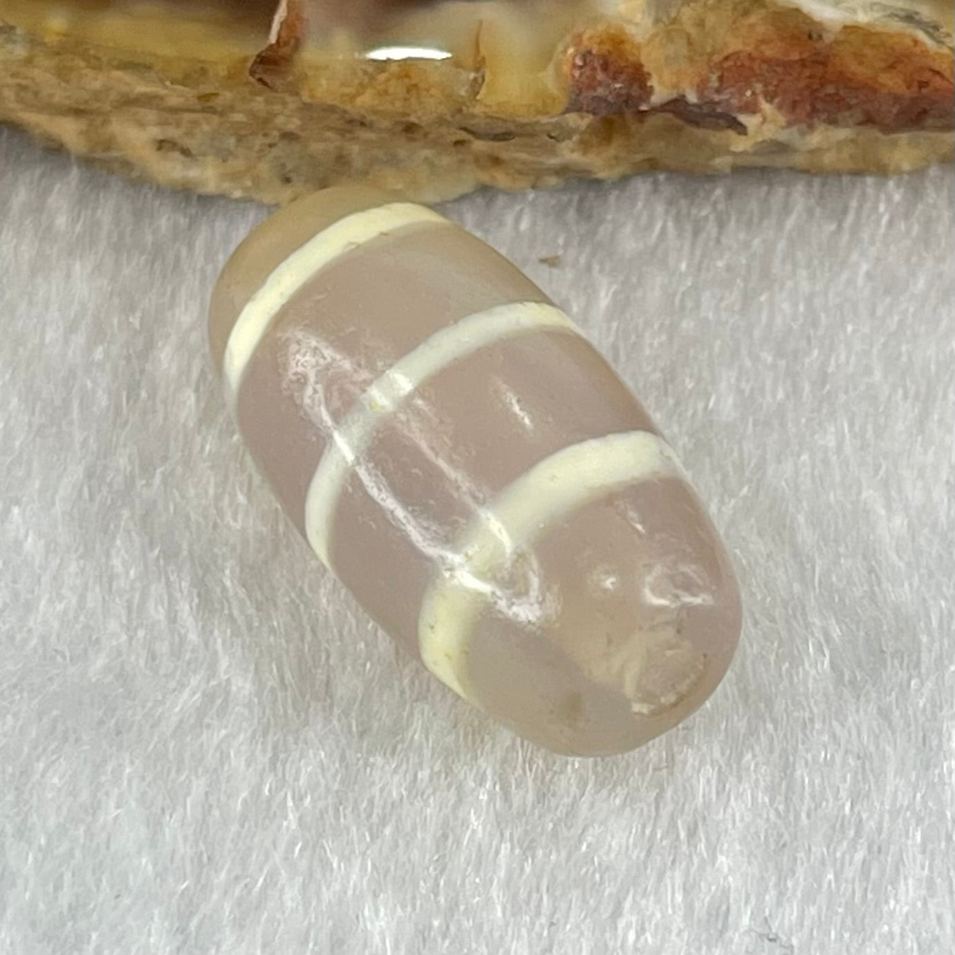 Natural Powerful Tibetan Old Oily Agate 3-Lines Dzi Bead Heavenly Master (Tian Zhu) 三行天诛 2.89g 19.6 by 10.0mm - Huangs Jadeite and Jewelry Pte Ltd