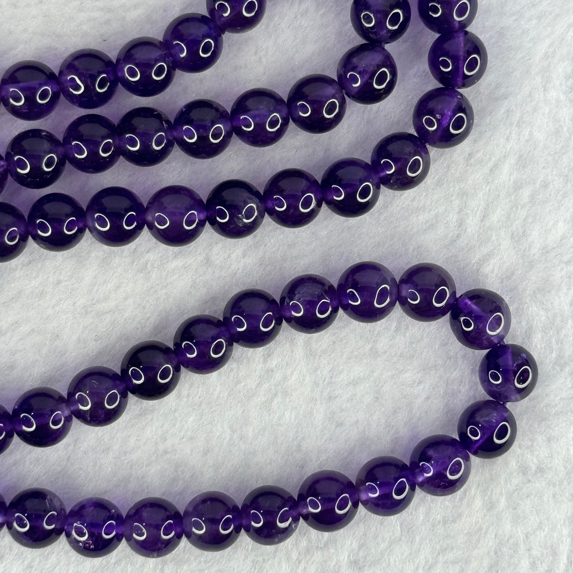 Good Grade Natural Amethyst Necklace 46.18g 53cm 7.8mm 75 Beads - Huangs Jadeite and Jewelry Pte Ltd