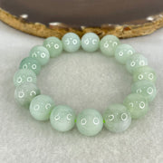 Type A Light Green and Blueish Green Patch Jadeite Beads Bracelet 44.03g 16.5cm by 12.0mm 17 Beads - Huangs Jadeite and Jewelry Pte Ltd