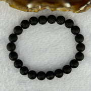 Natural Dark Matt Black Amber Beads Bracelet 天然大黑天翁琥珀手链 6.31g 14.5cm 8.1mm 22 Beads - Huangs Jadeite and Jewelry Pte Ltd