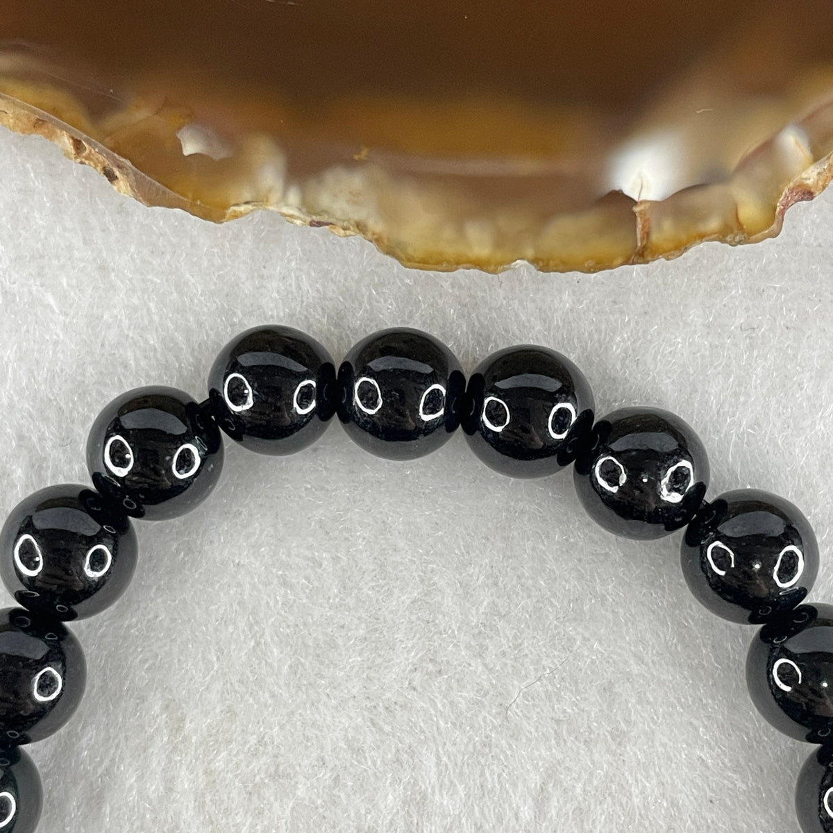 Certified Type A Black Omphacite Jadeite Bead Bracelet | (23.12g | 14.5cm Wrist | 8.4mm | 22 Beads | Synergy, Negative Energy Shield, Wealth Lock & Spiritual Power)