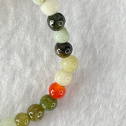 Type A Mixed Color Jadeite and Red Agate Beads Bracelet 6.18g 13.5cm 5.4mm 36 Beads - Huangs Jadeite and Jewelry Pte Ltd