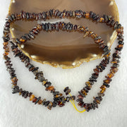 Natural Blood and Yellow Amber Beads Irregular Bracelet 39.81g 80cm 14.4 by 8.3 by 4.4mm to 7.8 by 7.7 by 4.9mm 95pcs - Huangs Jadeite and Jewelry Pte Ltd