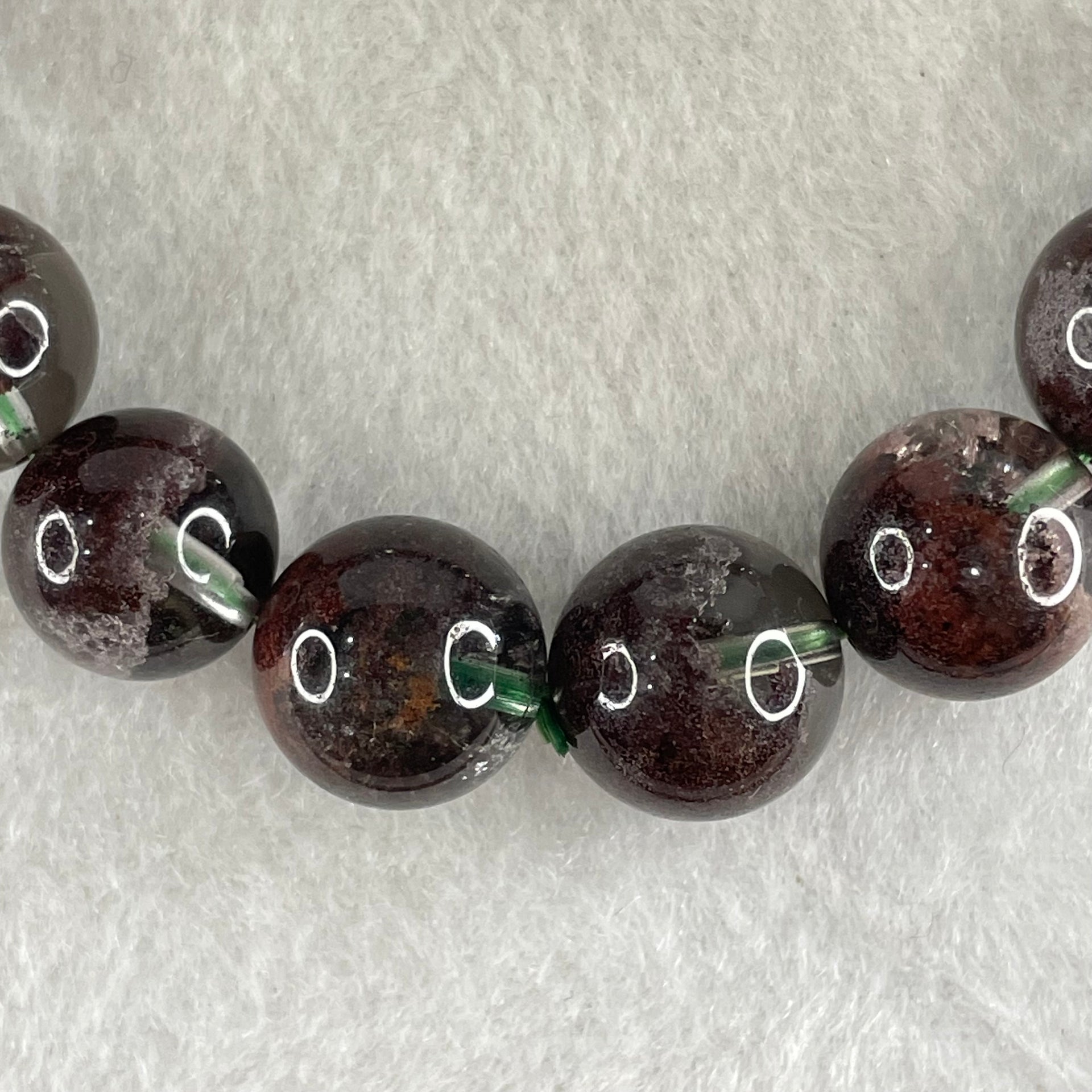 Good Grade Natural Red Phantom Quartz Beads Bracelet 46.23g 17cm 12.9mm 17 Beads - Huangs Jadeite and Jewelry Pte Ltd