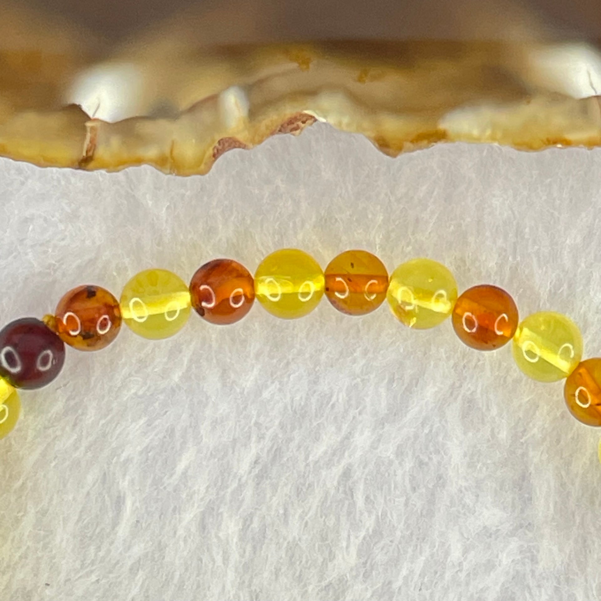 Natural Mixed Color Amber Beads Bracelet 2.53g 16cm 5.2mm 38 Beads - Huangs Jadeite and Jewelry Pte Ltd