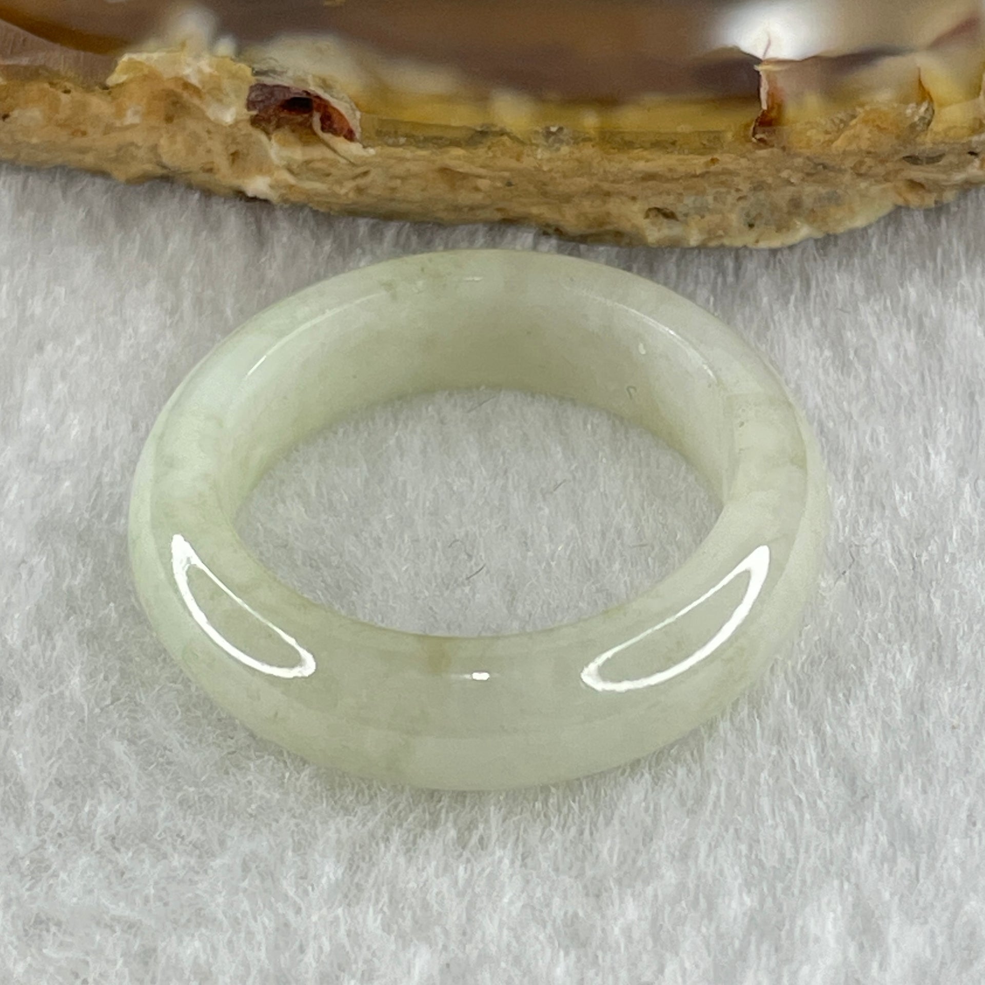 Type A Natural White to Faint Green Jadeite Ring 3.74g 5.8 b y 3.5mm US 8.2 HK 18 (Very Very Slight Internal Line) - Huangs Jadeite and Jewelry Pte Ltd
