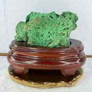 Natural Malachite Raw Stone Specimen Display in Wooden Stand 1,045.7g 160.0 by 114.1 by 12.0mm - Huangs Jadeite and Jewelry Pte Ltd