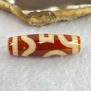Natural Powerful Tibetan Old Oily Red Orange White Agate Sky Door Serenity 1 Eye Dzi Bead Heavenly Master (Tian Zhu) 一眼天诛 8.98g 38.1 by 12.1mm - Huangs Jadeite and Jewelry Pte Ltd