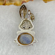 Rare Natural Blue Dumortierite Rutilated Quartz in S925 Sliver Rabbit Pendant 2.35g 9.5 by 6.2 by 4.0mm - Huangs Jadeite and Jewelry Pte Ltd