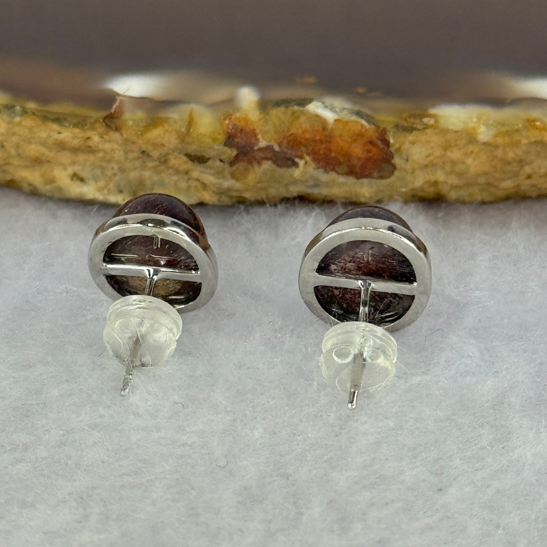 Good Grade Natural Super 7 S925 Silver Earrings 2.58g 10.7 by 7.8 by 5.0mm - Huangs Jadeite and Jewelry Pte Ltd