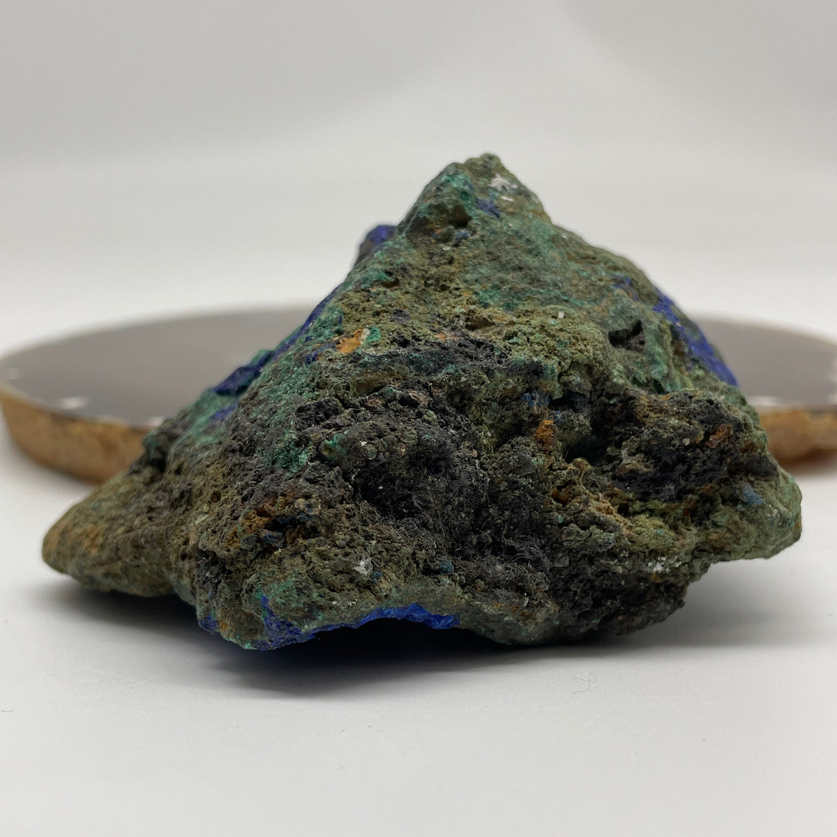 Natural Azurite Rough Mini Display | (246.70g | 83.6 x 63.3 x 49.0mm | Catalyst, "Stone of Heaven" Intuitive Vision & Executive Wisdom Anchor, Feng Shui Clarity & Transformation Catalyst)