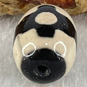 Natural Powerful Tibetan Old Oily Dark Brown With White Agate 3 Eyes Dzi Bead Heavenly Master (Tian Zhu) 三眼天诛 4.73g 17.8 by 13.3mm - Huangs Jadeite and Jewelry Pte Ltd