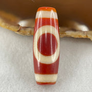 Natural Powerful Tibetan Old Oily Red White Agate One Eye Fire Sign Dzi Bead Heavenly Master (Tian Zhu) 一眼火天珠 10.81g 38.4 by 13.4mm - Huangs Jadeite and Jewelry Pte Ltd