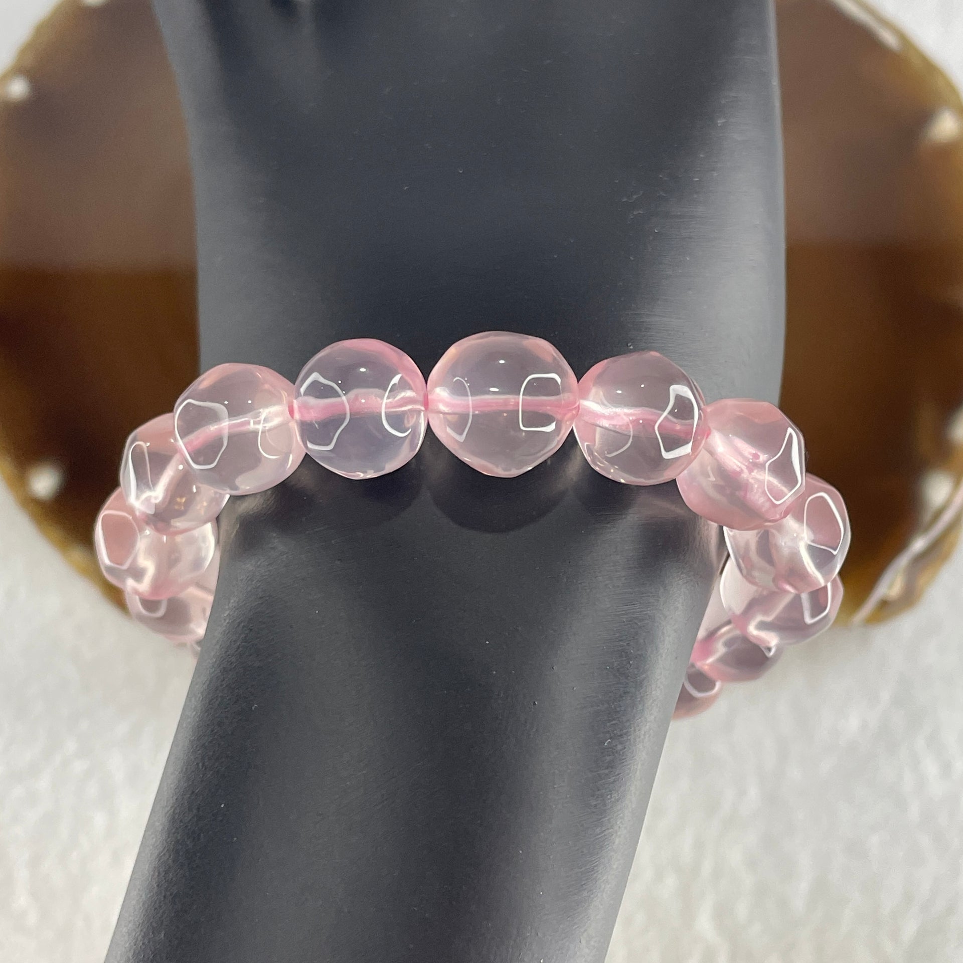 Natural Rose Quartz Beads Bracelet 32.08g 14.5cm 11.4mm 17 Beads - Huangs Jadeite and Jewelry Pte Ltd