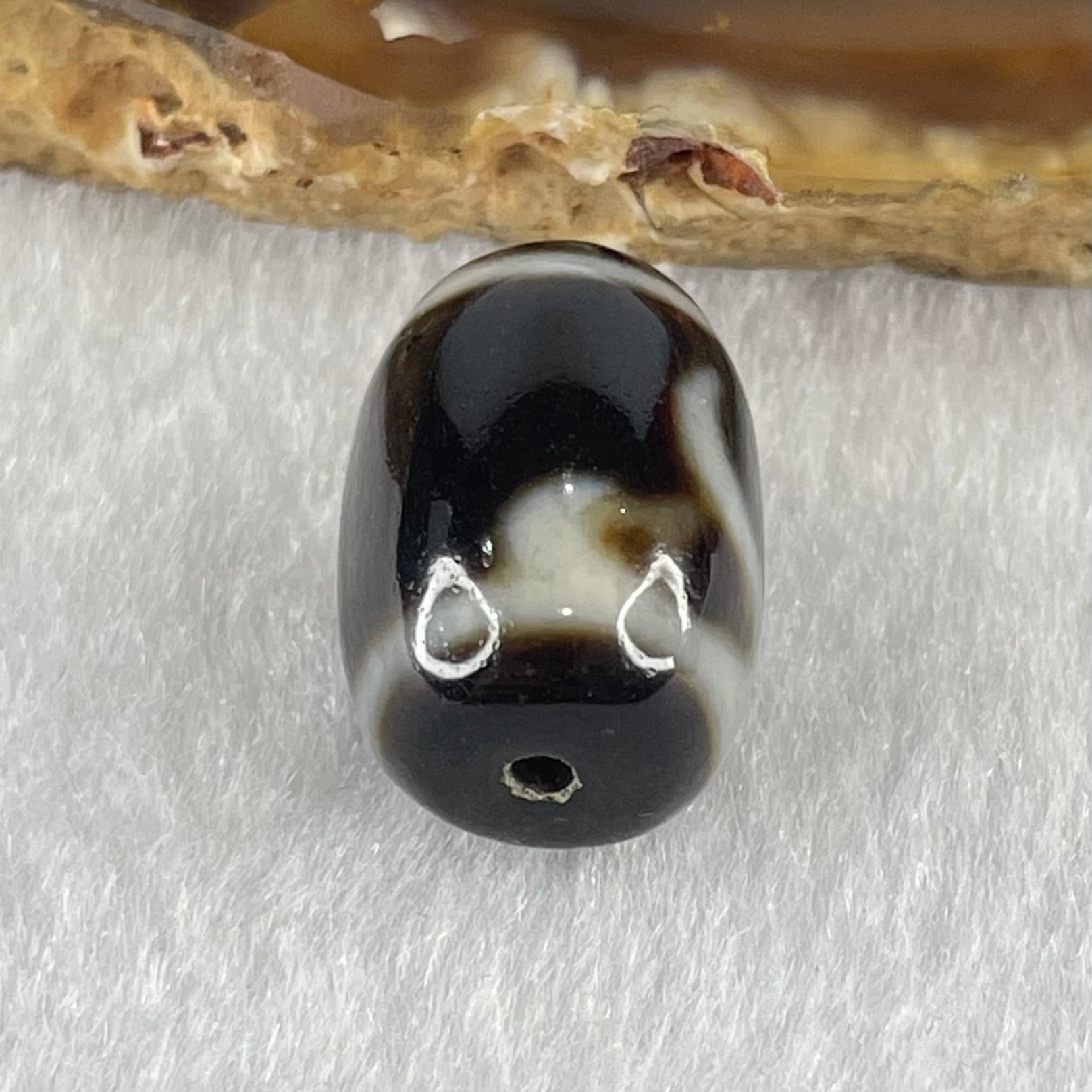 Natural Powerful Tibetan Old Oily Green Tara Dzi Bead Heavenly Master (Tian Zhu) 绿度母天珠 4.92g 18.1 by 12.9mm - Huangs Jadeite and Jewelry Pte Ltd