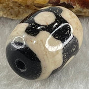 Natural Powerful Tibetan Old Oily Dark Brown With White Agate 3 Eyes Dzi Bead Heavenly Master (Tian Zhu) 三眼天诛 4.52g 17.5 by 13.1mm - Huangs Jadeite and Jewelry Pte Ltd