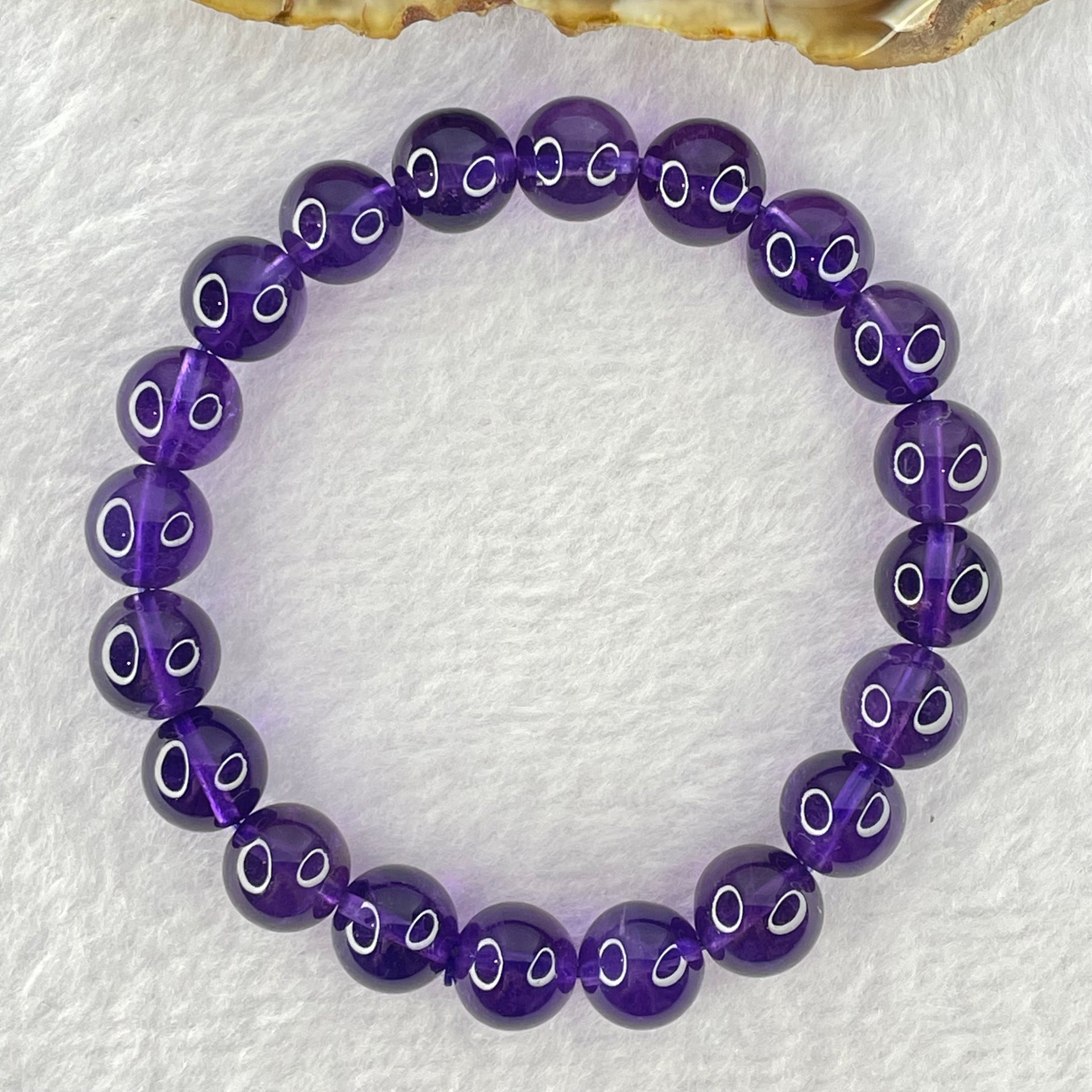 Very Good Grade Natural Amethyst Bracelet 24.31g 16cm 9.6mm 20 Beads - Huangs Jadeite and Jewelry Pte Ltd
