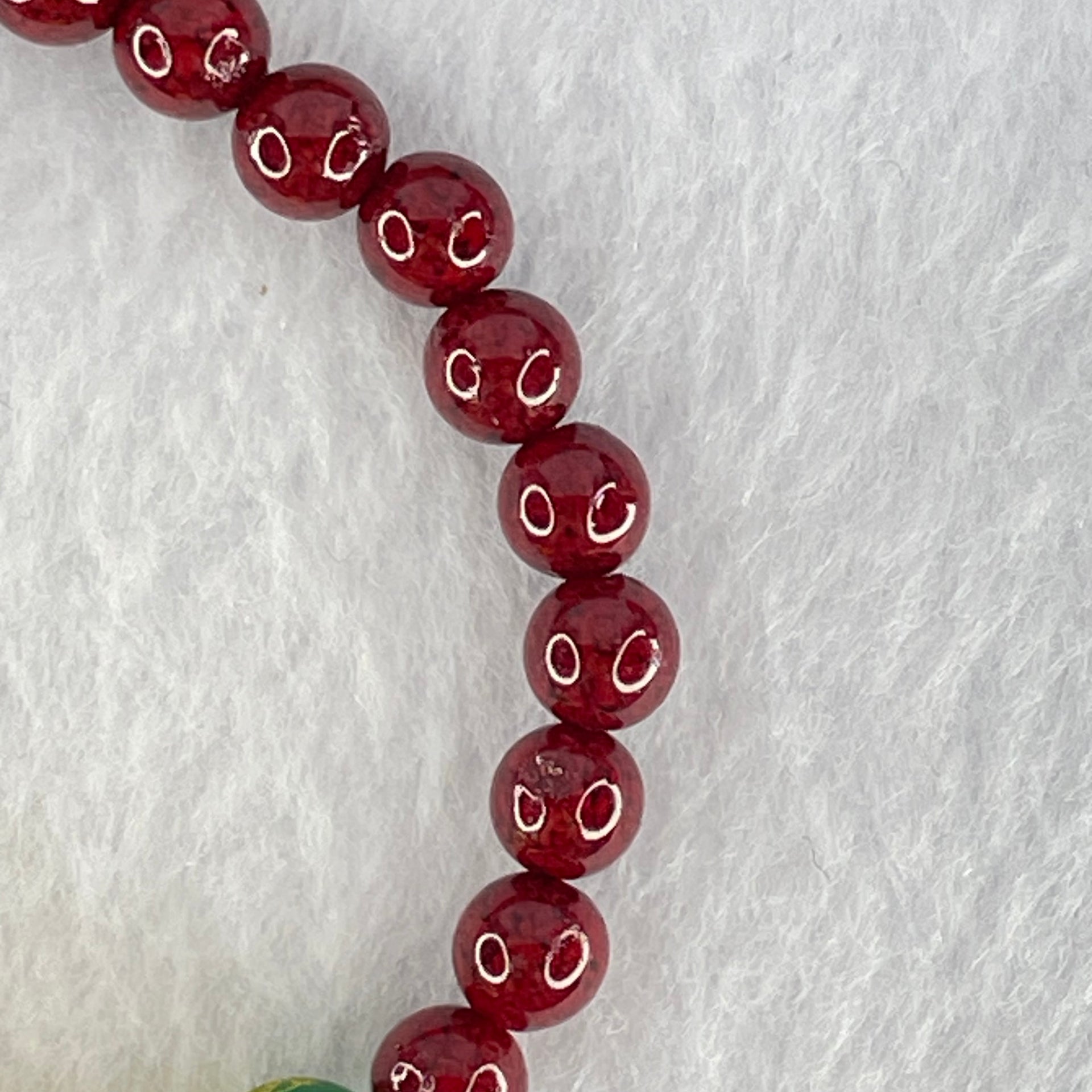 Natural Blood Red Cinnabar with Crystal Beads Bracelet with Wealth Beads 11.74g 15.5cm 8.5mm 5 Beads, 6.2mm 23 Beads - Huangs Jadeite and Jewelry Pte Ltd