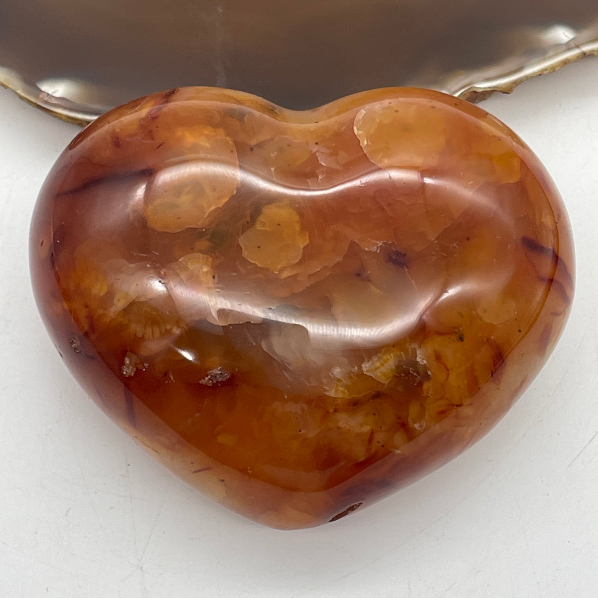 Natural Carnelian Agate Heart Shape Mini Display Specimen | Amber-Orange & Sunset Red (348.79g | 86.8 x 71.5 x 40.1mm | Synergy, Executive Passion, Vitality Anchor & Mindful Feng Shui Prosperity Catalyst)