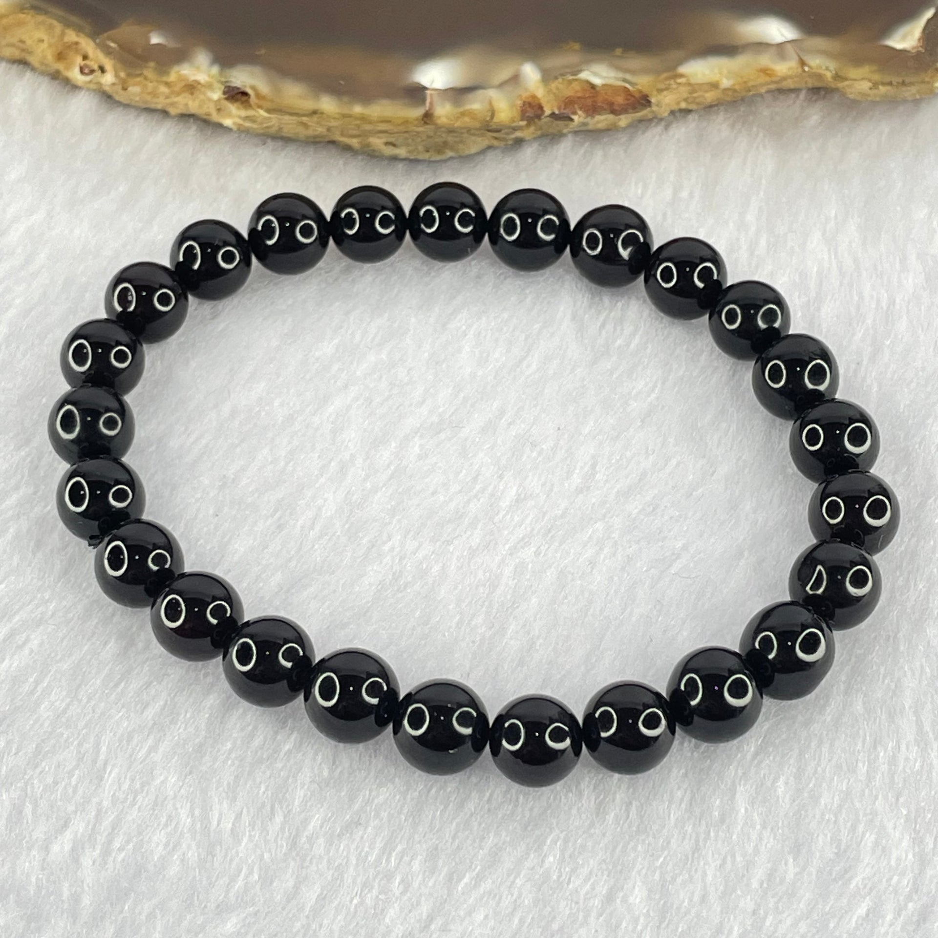 Natural Blood Red Amber Beads Bracelet 6.10g 16cm 7.5mm 25 Beads - Huangs Jadeite and Jewelry Pte Ltd