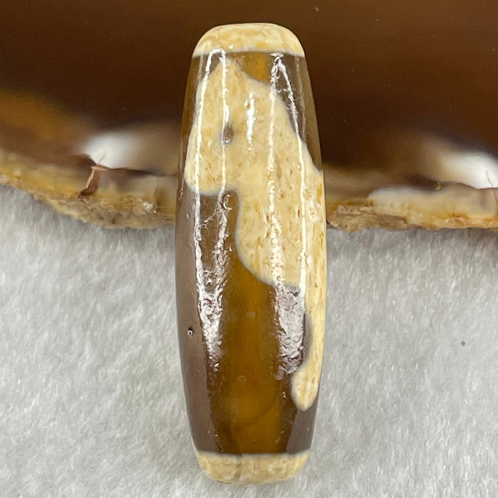 Natural Powerful Tibetan Old Oily Agate Dog Dzi Bead Heavenly Master (Tian Zhu) 狗天珠 9.77g 38.6 by 12.7mm - Huangs Jadeite and Jewelry Pte Ltd