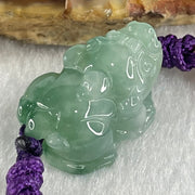 Type A Blueish Green Jadeite Male Pixiu String Bracelet 7.98g 21.8 by 14.2 by 13.1mm . - Huangs Jadeite and Jewelry Pte Ltd