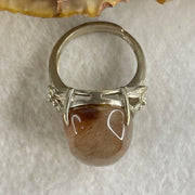 Average Grade Natural Copper Rutilated Quartz Cabochon in S925 Silver Flower design Ring (Adjustable Size) 8.20g 19.0 by 14.1 by 11.5mm - Huangs Jadeite and Jewelry Pte Ltd