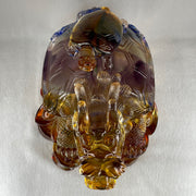 Liuli Orange Blue Dragon Turtle with Baby Turtle on Treasures Display 9,428.2g 270.0 by 185.0 by 210.0mm - Huangs Jadeite and Jewelry Pte Ltd