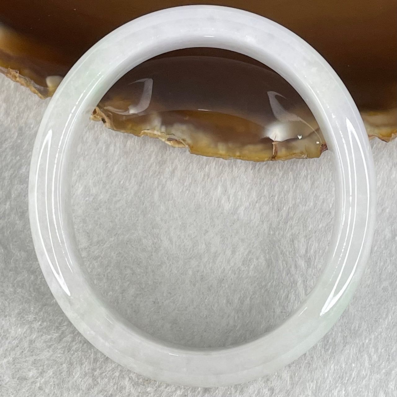 Type A Light Lavender Green Jadeite Oval Bangle 41.16g Internal Diameter 53.6mm 12.7 by 6.6mm (Very Slight Internal Lines) - Huangs Jadeite and Jewelry Pte Ltd