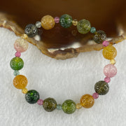 Good Grade Natural Tourmaline Crystal Beads Bracelet 15.43g 14cm 8.7mm 15Beads - Huangs Jadeite and Jewelry Pte Ltd