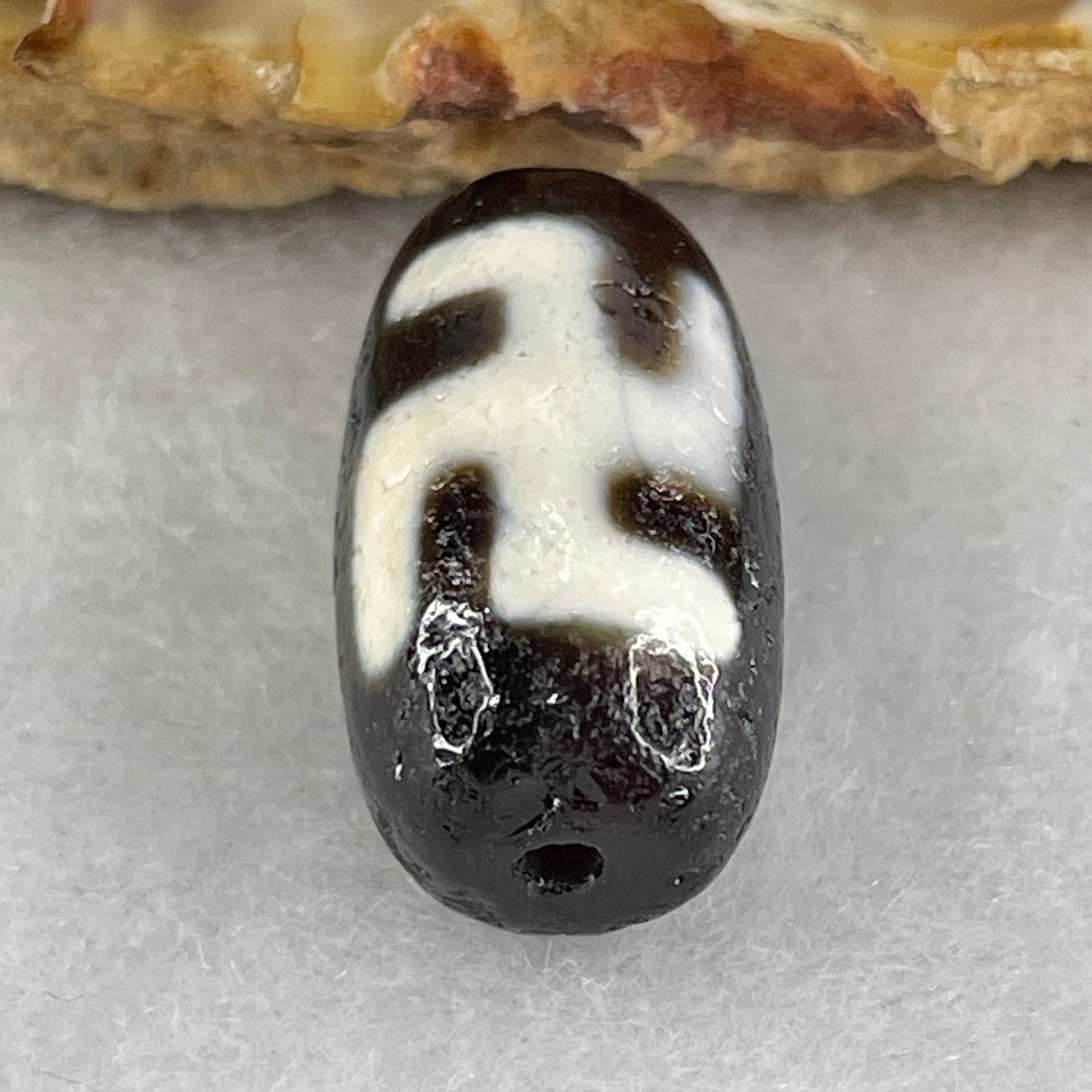 Natural Powerful Tibetan Old Oily Agate 1 Eye With Swastika Dzi Bead (Hotu Dzi) 3.46g 19.5 by  10.7mm - Huangs Jadeite and Jewelry Pte Ltd