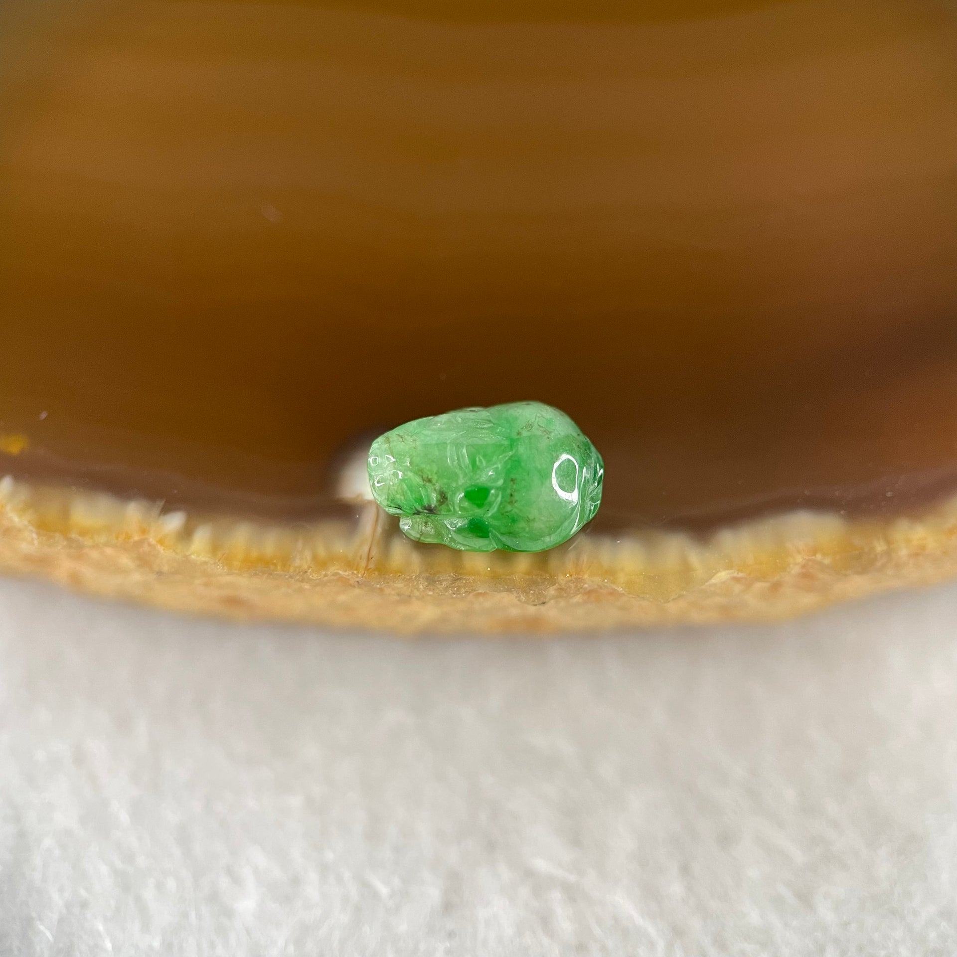 Type A Old Mine Spicy Green Jadeite Pixiu Stone For Setting 0.36g 9.1 by 6.4 by 3.2mm - Huangs Jadeite and Jewelry Pte Ltd