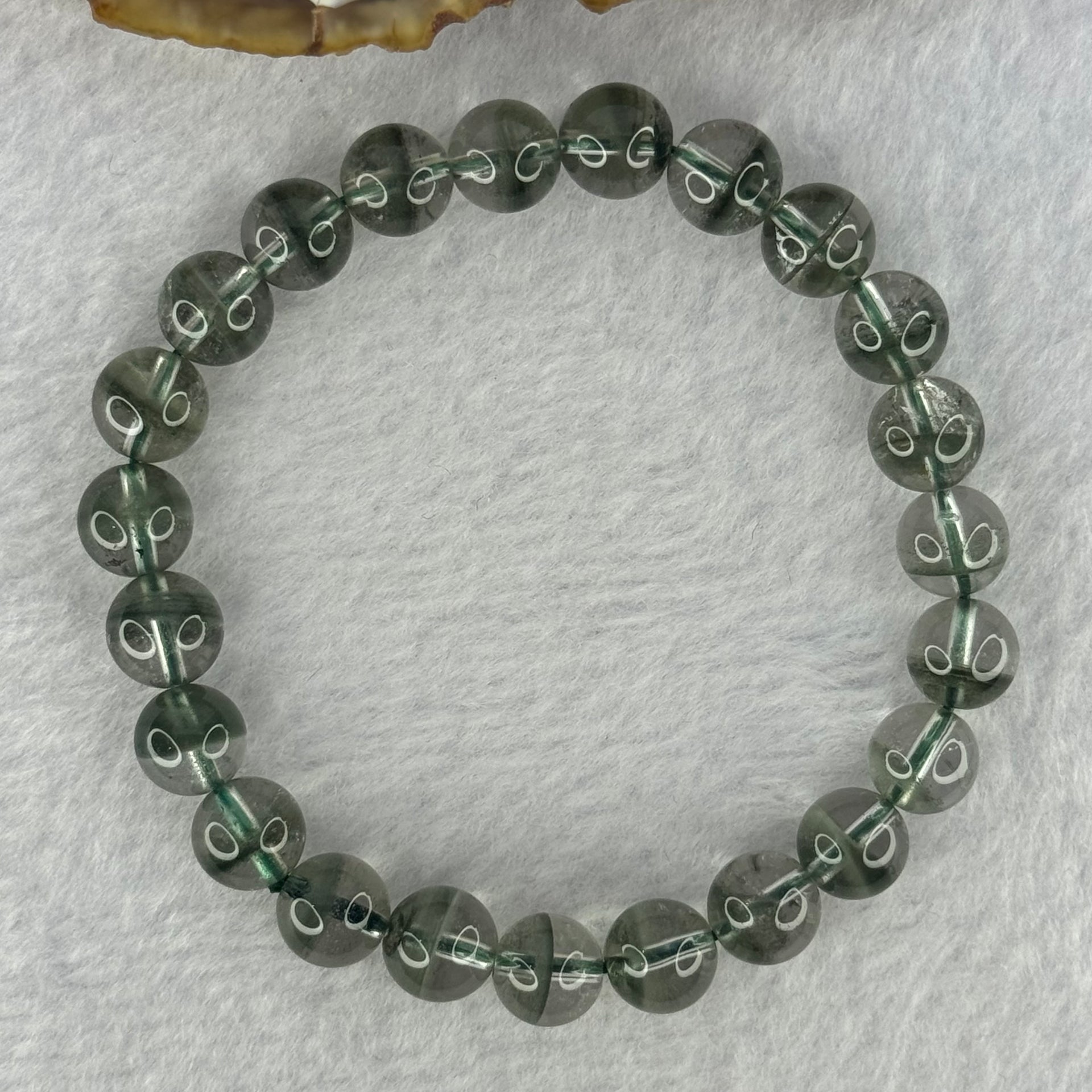 Very Good Grade Natural Green Phantom Quartz Beads Bracelet 20.41g 16.5cm 8.7mm 23 Beads - Huangs Jadeite and Jewelry Pte Ltd