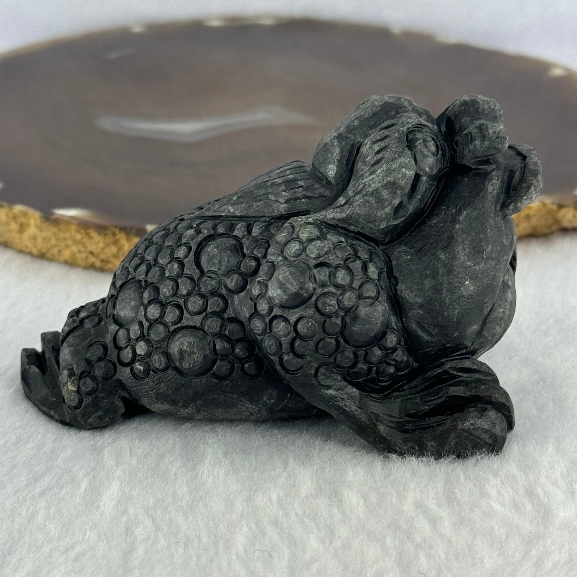 Rare Natural Tibetan Meteorite Tektite 3 Legged Toad Mini Display 364.4g 88.5 by 52.6 by 49.5mm - Huangs Jadeite and Jewelry Pte Ltd