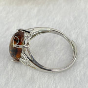 Natural Cognac Amber in S925 Sliver Ring (Adjustable Size) 2.11g 12.7 by 9.0 by 4.5mm - Huangs Jadeite and Jewelry Pte Ltd