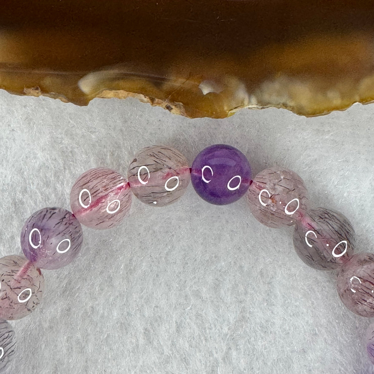 Certified Above Average Grade Natural Super 7 Crystal Beads Bracelet | 8.8mm Sacred 7-Mineral Synergy Power (19.74g | 15.5cm Wrist Sizing | 22 Beads)