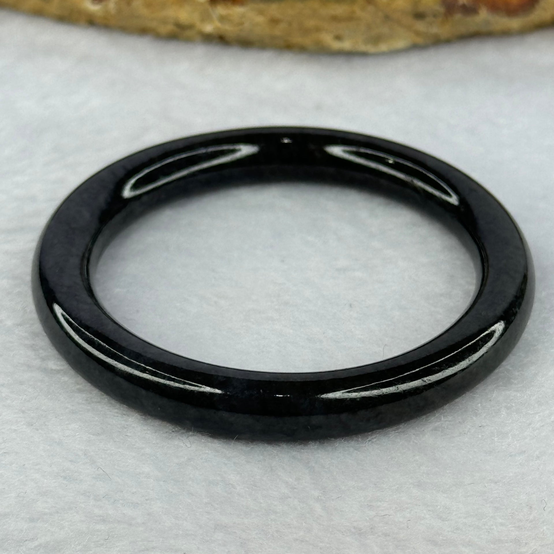 Type A Black Grey Wuji Jadeite Baby Bangle 16.18g Internal Diameter 40.1mm 6.5 by 6.4mm - Huangs Jadeite and Jewelry Pte Ltd