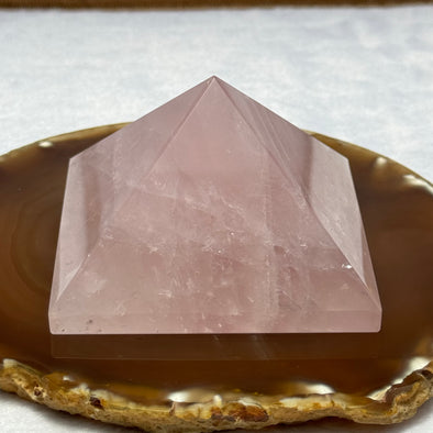 Natural Rose Quartz Pyramid Mini Display 天然玫瑰水晶金字塔摆件 360.65g 80.0 by 80.1 by 50.7mm - Huangs Jadeite and Jewelry Pte Ltd