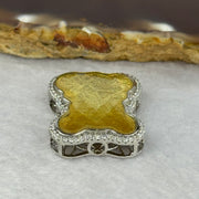 Natural Meteorite Bear Charm in S925 Silver with Crystals For Necklace / Bracelet (Gold Color) 7.33g 26.0 by 21.3 by 8.5mm - Huangs Jadeite and Jewelry Pte Ltd