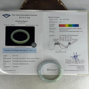 Type A Jelly Faint Green Faint Lavender Jadeite Oval Bangle 48.77g Inner Diameter 57.7mm 12.1 by 8.0mm with NGI Cert No. 32888362 (Internal Line) - Huangs Jadeite and Jewelry Pte Ltd