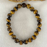 Natural Yellow Tiger's Eye Quartz Beads Bracelet 18.23g 15.5cm 8.5mm 23 Beads - Huangs Jadeite and Jewelry Pte Ltd