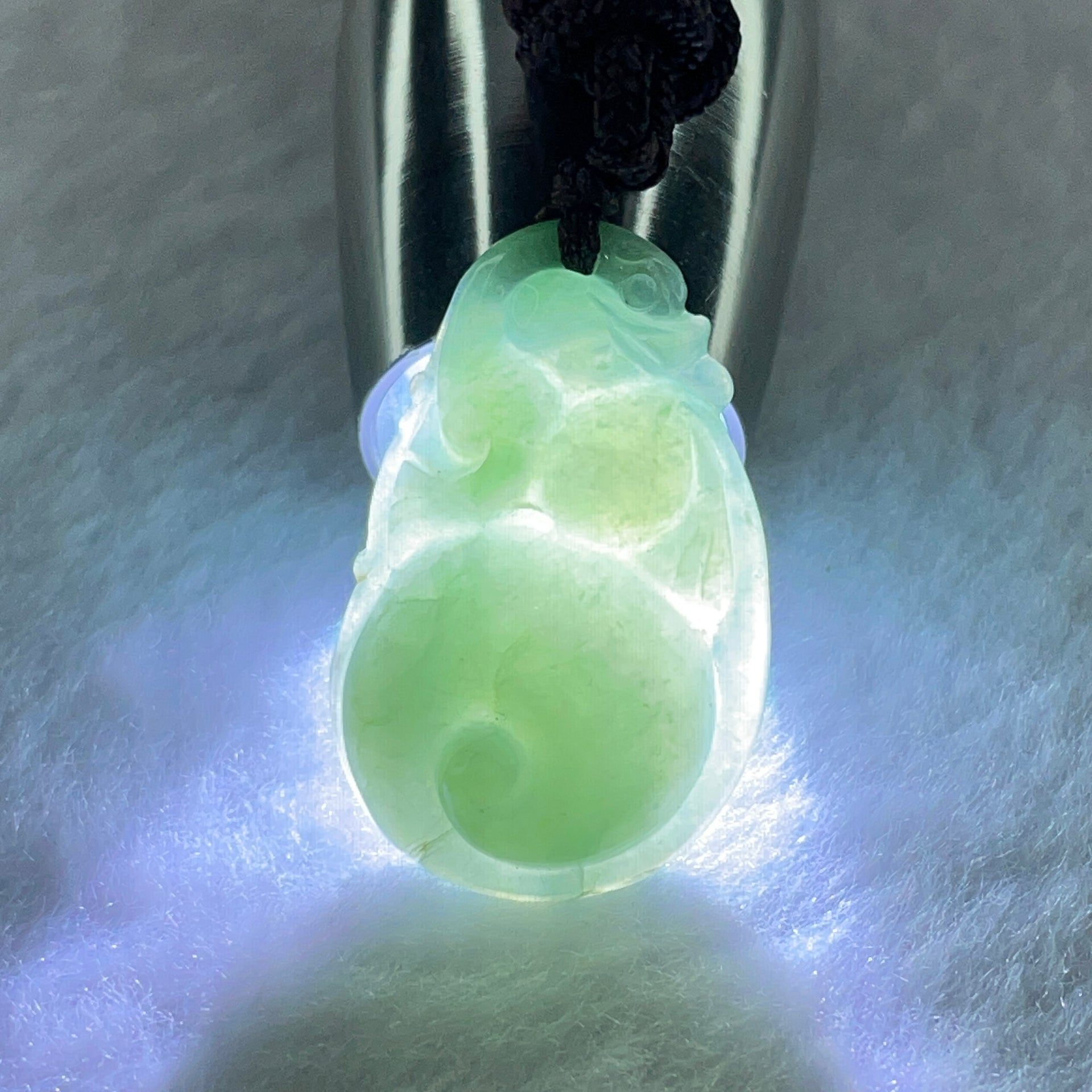 Type A Blueish Green Jadeite Pixiu Pendent 10.32g 32.6 by 20.9 by 8.4mm - Huangs Jadeite and Jewelry Pte Ltd