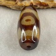 Natural Powerful Tibetan Old Oily Agate 3 Eyes Dzi Bead Heavenly Master (Tian Zhu) 三眼天诛 9.46g 30.0 by 14.3mm - Huangs Jadeite and Jewelry Pte Ltd
