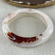 Natural White with Red Flower Agate Bangle 50.12g Inner Diameter 56.0mm 14.0 by 9.0mm - Huangs Jadeite and Jewelry Pte Ltd