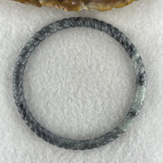 Natural Type A Wuji Grey Jadeite Twisted Bangle | 59.2mm Inner Diameter (13.87g 5.3x5.4mm | Continuous Fortune & Root Shield) - Huangs Jadeite and Jewelry Pte Ltd