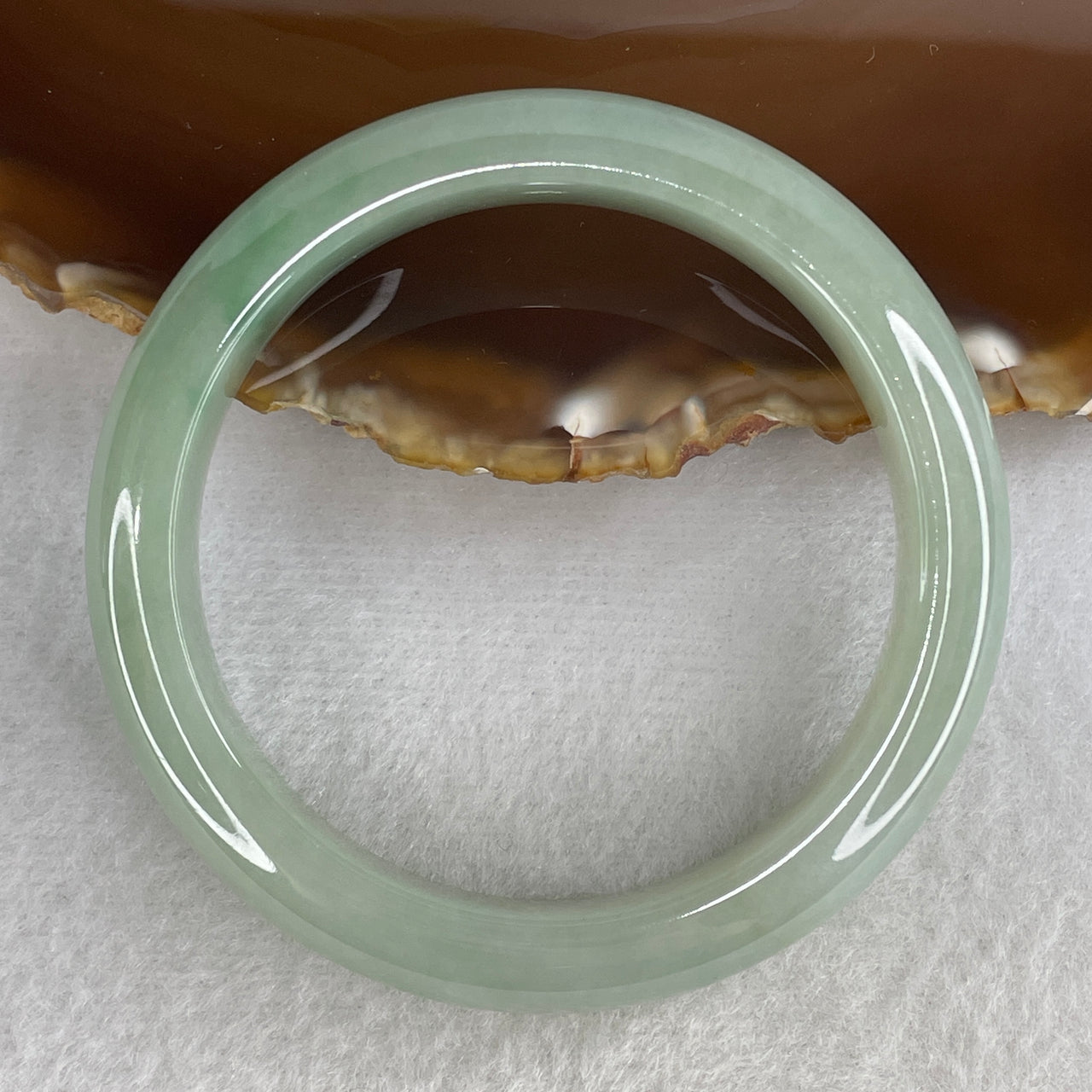 Certified Type A Translucent Multicolor Jadeite Bangle | 54.0mm Full Light Three-Tone Green | Very Slight Internal Lines "Fei Cui" Round Wrist Heirloom (49.58g 11.6x8.1mm)